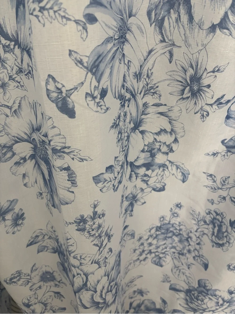Laura Ashley Blue Floral Toile Shower Curtain NEW Final Sale